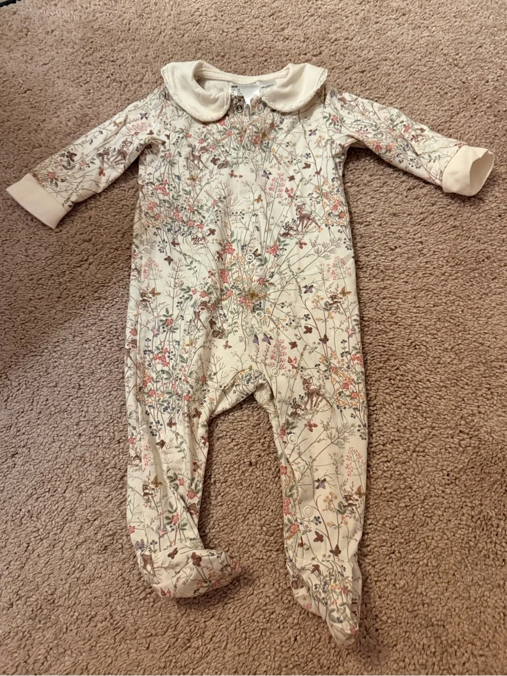 H&M Cream Floral Footed One-Piece